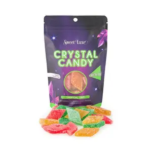 Sweet Luxe Crystal Candy - Extra Crunchy Gemstone-Like Candies with Tropical Flavors Watermelon Burst Juicy Peach Tangy Green Apple Gluten-Free Vegan 4 oz Made in Canada