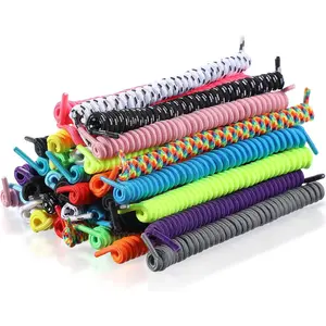 18 Pairs No Tie Curly Shoelaces Elastic Durable Long Shoe Laces 18 Solid Color for   Shoe