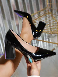 Women's Sexy Elegant Classy Pointed Toe High Heels, PU Leather Upper, Rubber Sole, All-Season Fashion Shoes, Comfortable and Stylish Design, Glossy Finish