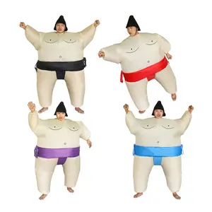 Sumo Wrestler Polyester Inflatable Costume Suit Without Batteries, Fits Heights 155-190cm, Includes Fan and Battery Box, Perfect for Halloween Cosplay and Carnival Parties, Clothes