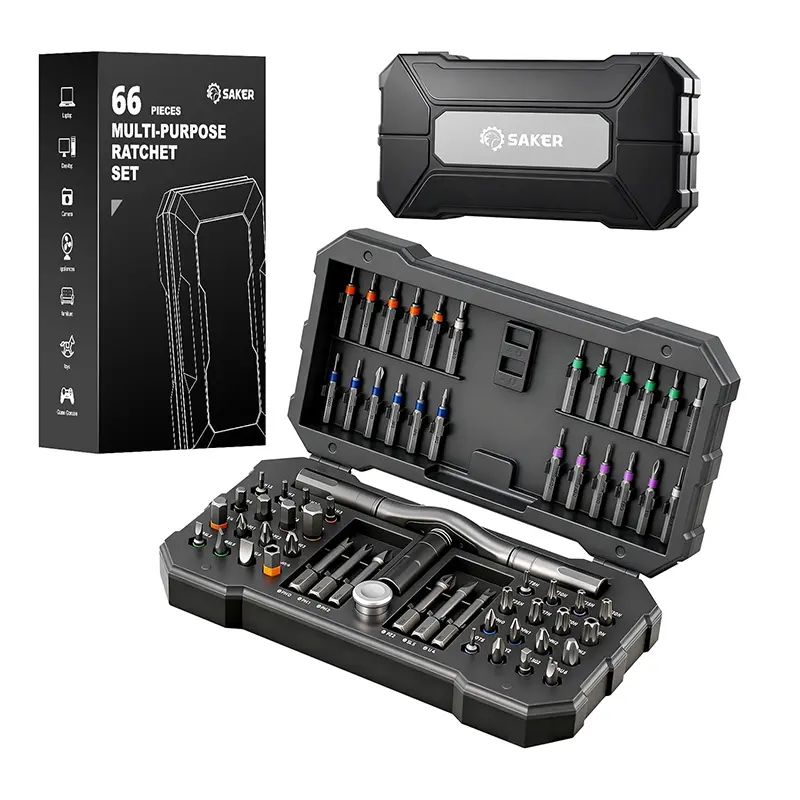 Saker 66-in-1 Magnetic Ratchet Screwdriver Set — Portable, Detachable Handle, Ideal for Electronics, Computers, Furniture, Bikes & DIY