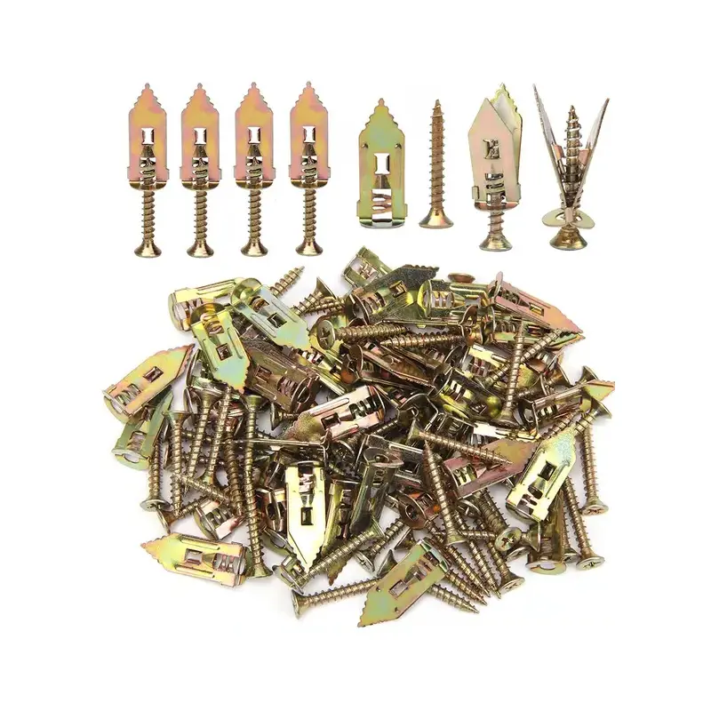 Self-Drilling Drywall Anchors Kit No Drill Needed Easy Hang for Home & Office Includes 100 Anchors 100 Screws for Quick Install Adjustable Hooks & Bracket