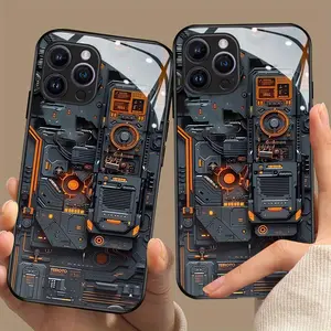 Premium Stylish Circuit Design Tempered Glass  Case for iPhone 17  Pro Max /16/15/14/13/12/11 - Mobile Accessories