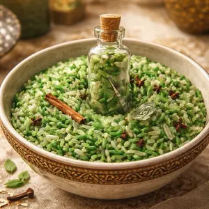 Lucky Rice Charm - Green Rice with Corked Bottle for Use