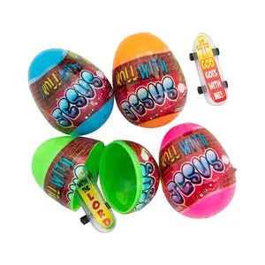 Colorful Roll with Jesus Skateboard-Filled Plastic Easter Eggs - 24 Pc.