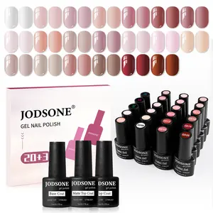 JODSONE 23PCS Gel Nail Polish Set  Sheer Jelly Nude & Elegant Translucent Shades Long Lasting Salon & Home Manicure Kit with Soak Off Polish, Natural Nudes & Glossy Finish, DIY Gift for Women Base Coat Cutics