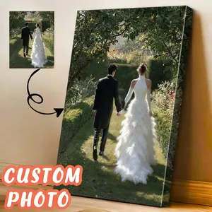 2D Flat, 2D Flat Surface, 1pc Custom Photo Framed Framed Canvas - Personalized Wall Art with Surround Frame, Modern/Decorative Style, Ready-to-Hang Horizontal Portrait Print, Suitable Weddings, Anniversaries, Birthdays, Fam, Father's Day, Independence Day