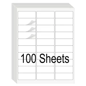SJAPCK Multipurpose Printable White Sticker Paper - Laser/Inkjet Printing - Matte, 30 per Page (100 Sheets, 3000 Labels) Office Supplies