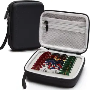 Guitar Pick Holder Case Compatible for Fender, ChromaCast, D'Addario, JIM DUNLOP, Bolopick, UNLP MUSICAL INSTRUMENT Guitar Accessories, All Size Picks Storage Pouch Box-Bag Black