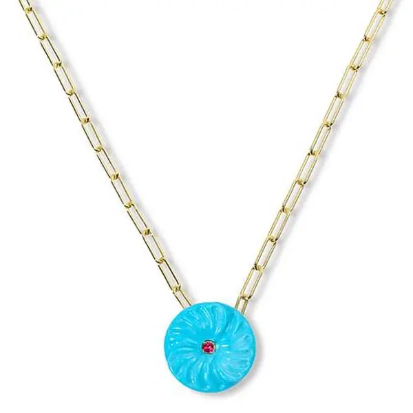 Connie Craig Carroll Jewelry Laura 18" Carved Gem Flower Necklace
