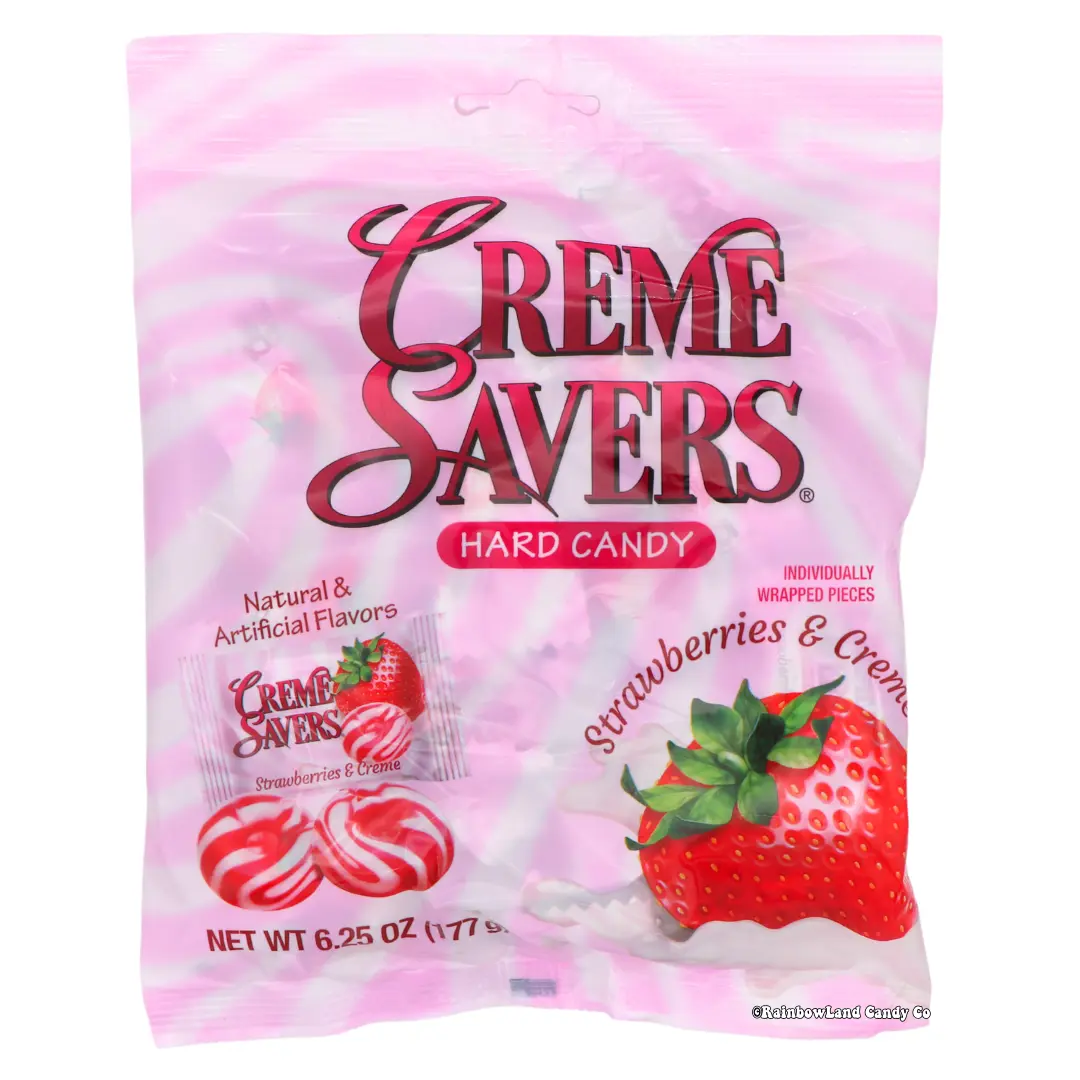 Creme Savers Strawberries & Creme Hard Candy | Retro Swirl Candy | 6.25 oz
