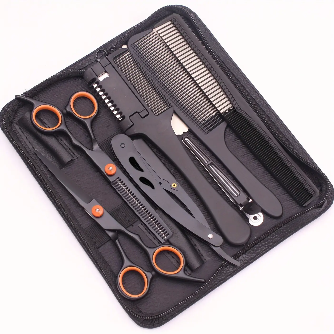 9PCS 6inch Haircut Scissors Stainless Steel Haircut Tool Set Haircutting Kit. Hairdressing scissors set. Thinning Scissors Thinning Shears Styling Tools, Shaving Razor Comb Set, Haircut Comb, Shaving Razor, Double-Sided Comb, Comb, Hair Cutting Kits
