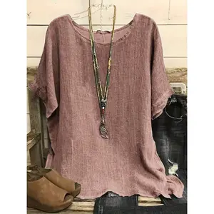 Plus Size Casual Short Sleeve T-Shirt - Lightweight Semi-Transparent Round Neck Top, Machine Washable Non-Stretch Fabric for Spring, Summer, and Autumn, Essential for Versatile Layering