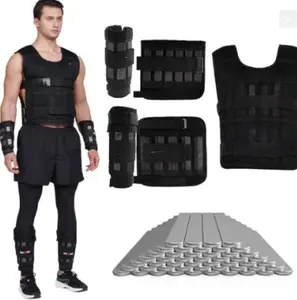 Weighted Vest 20kg Adjustable Weight Training Suit Empty Bag Fitness Running Vest, Hand and Foot Strength Training Physical Training Clothing