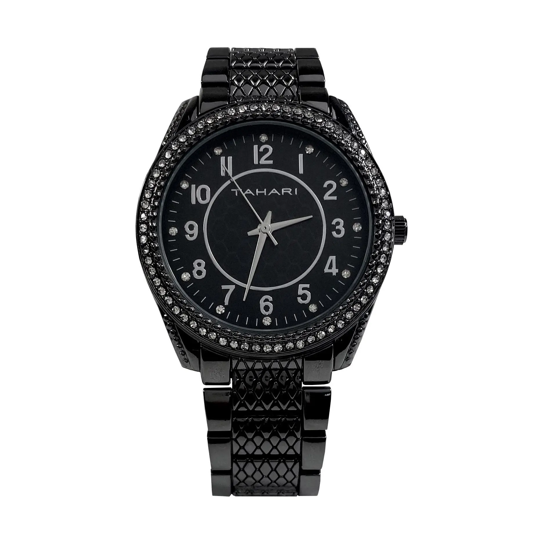 Tahari Women's Gunmetal Crystal Statement Watch