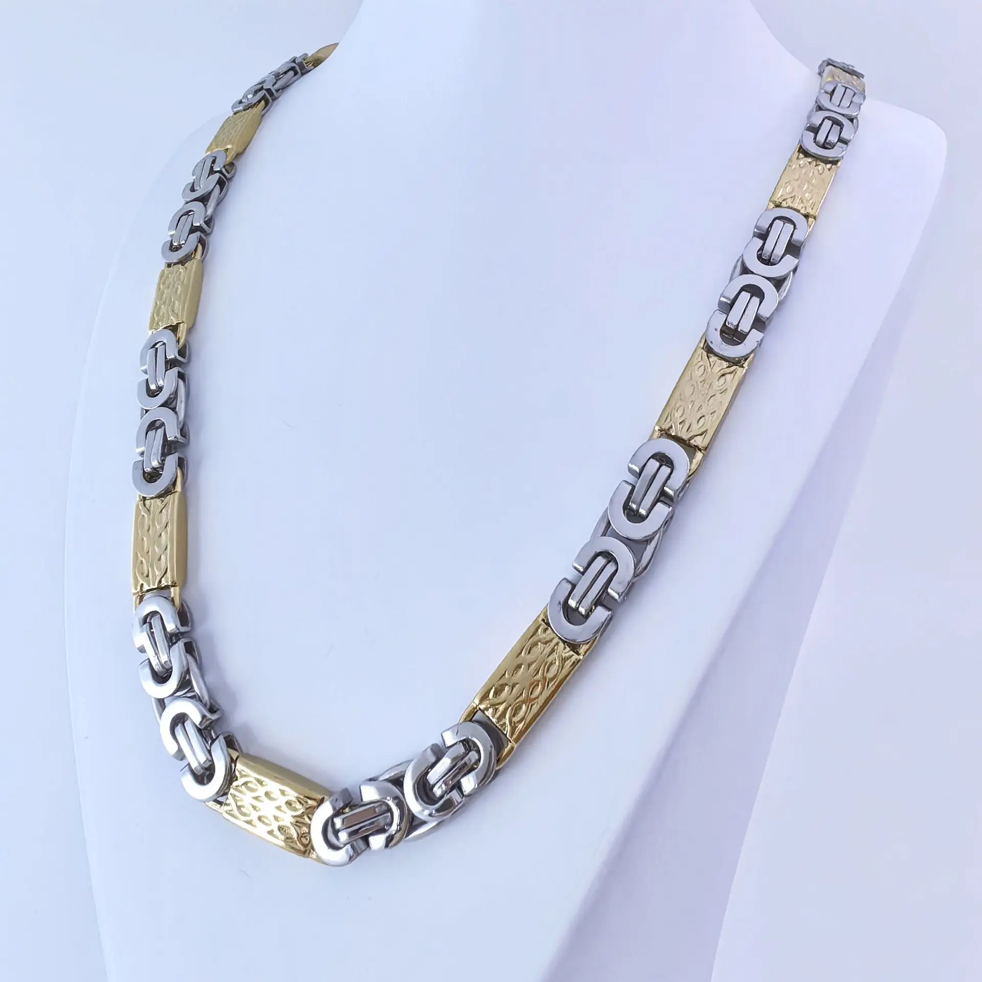 Steel gold necklace 8mm * 55cm