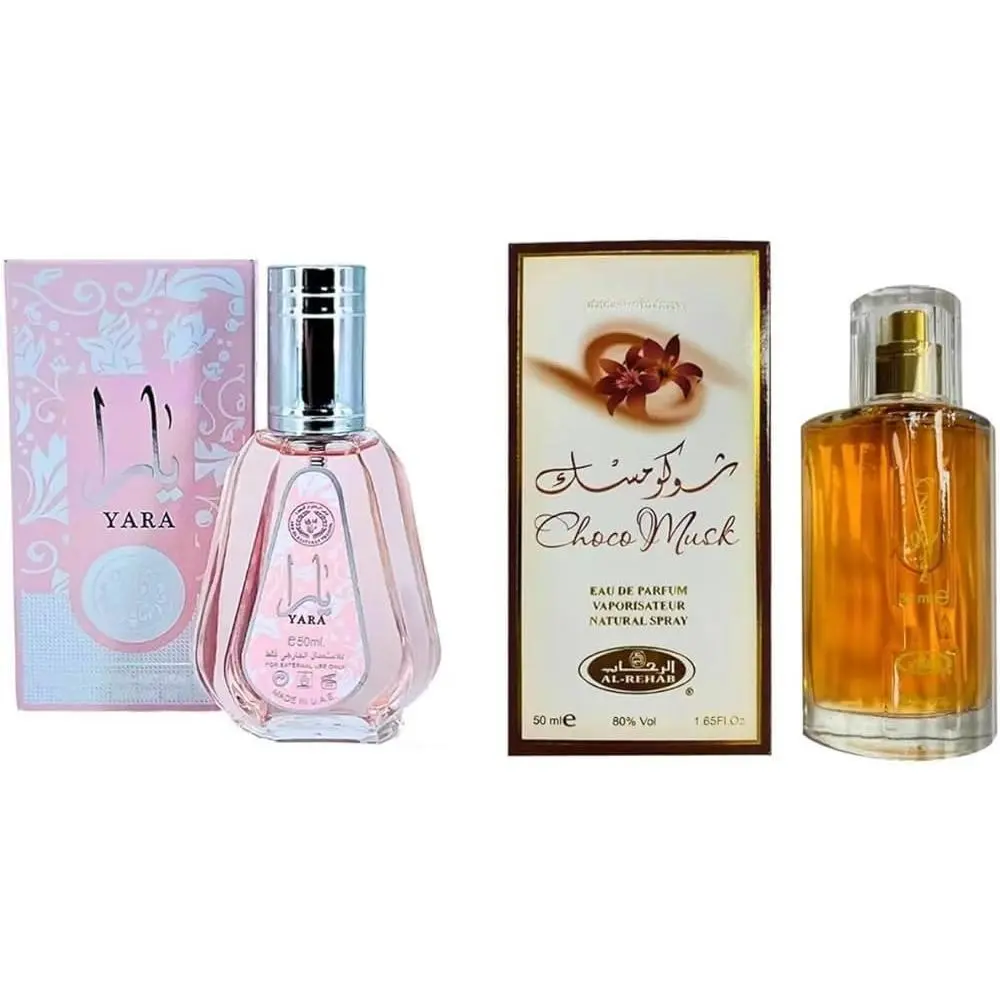Lattafa Women's Yara Pink & Cocoa Musk Eau de Parfum Multi-Pack Bundle - 1.7 Oz Full-Size EDP Gift Set, Chic Elegant Packaging, Long-Lasting Gourmand Women's Perfume for Adults, Edp Sprays, Women's Fragrance