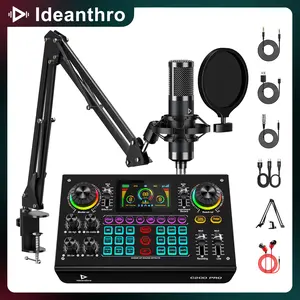 Ideanthro 2026 Live Audio Mixer Soundcard  C200PRO-P15  Model 48V Digital Sound Card Dual DSP Chips High Sampling Rate Custom Effects Sing Along Instrument Reverb Digital Display Mute RGB Light TikTokshopBlackFriday