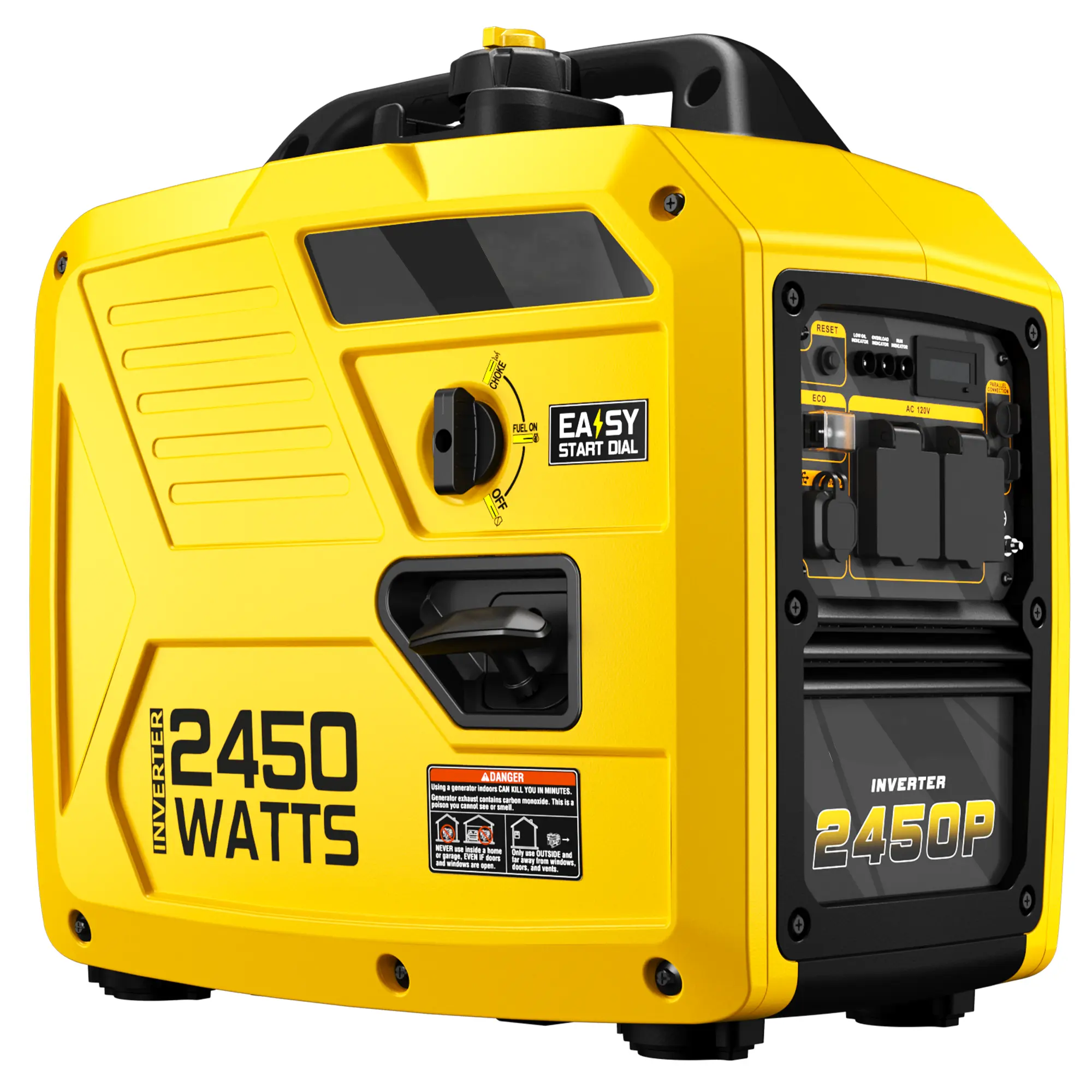 Portable Inverter Generator, Quiet Gas Powered Generator for Home Backup, Camping & RV Use, 1800W Running / 2450W Peak, Easy Start Fuel Efficient Outdoor Emergency Power