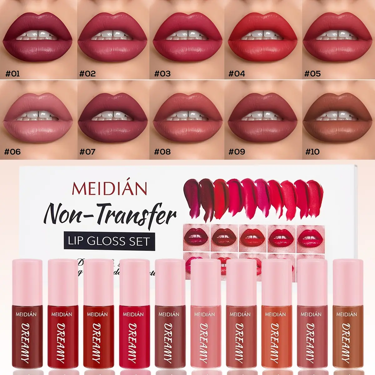 10Pcs Moisturizing Lip Glaze Set Cosmetic Waterproof Non Stick Cup Lipstick Easy to apply Hydrating Lip Glossy High Pigmented Lip Tint Long Lasting Makeup summeressentials