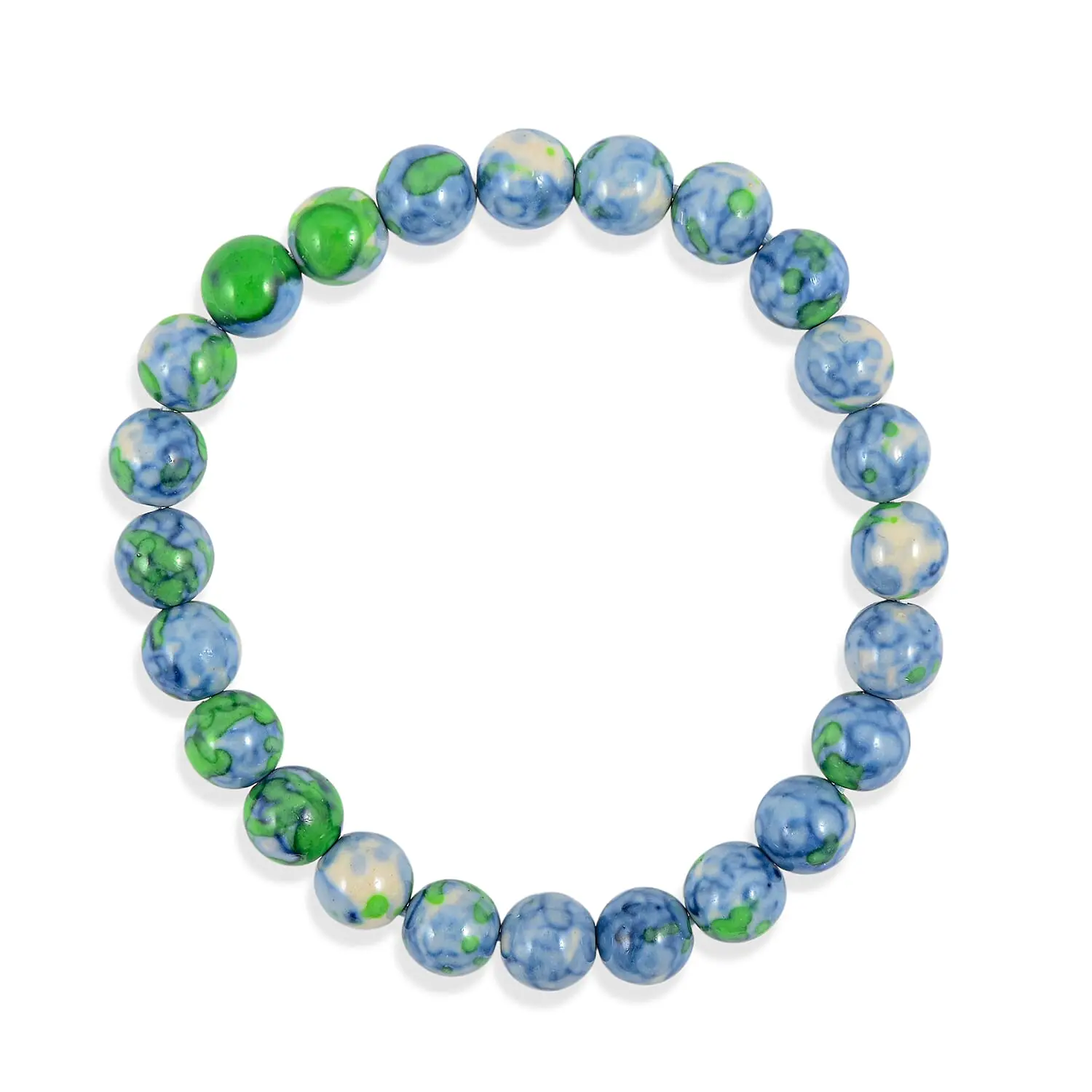 Multi Sky Blue Agate Beaded Stretch Bracelet 80.00 ctw