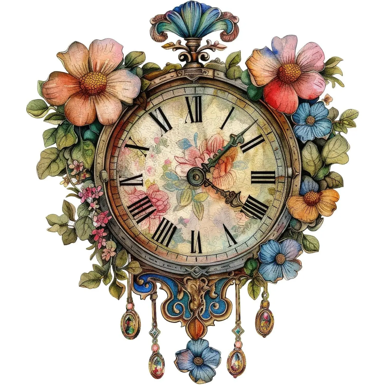 X-JP30 Wooden Puzzle for Adults, Wall Clock Jigsaw Puzzles 200 Piece, Unique Shapes Family Reunion Puzzle for Adults and Kids, Beautiful Package, Best Gift for Family Friends Medium 11.2 * 15.21in