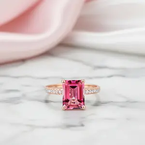 14k Rose Gold 2.8ct Pink Topaz Diamond Option Ring