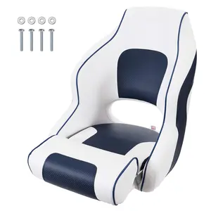 【Summervibes】VEVOR Captain Bucket Seat Boat Seat, Flip Up Boat Seat, with Thickened Sponge Padding, Flip-up Bolster Boat Captain Chair for Fishing Boat, Sightseeing Boat, Speedboat, Canoe, 1-Piece