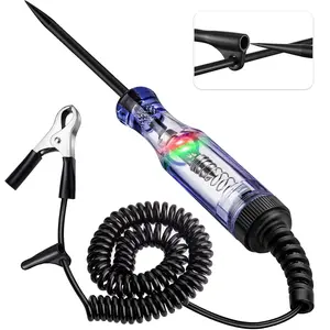 Test Light Automotive, 6V-12V-24V Circuit Tester with Dual Color Polarity  Light for Continuity  Fuse Tester,  Electrical Test Pen with Stainless Probe for Sedan, SUV, RV,