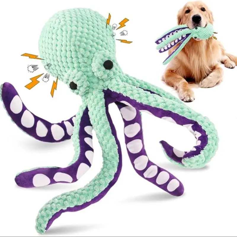 Octopus Shaped Pet Plush Toy, Durable Interactive Play Plush Toy, Pet Entertainment Supplies with Mental Stimulation