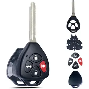 Key Fob Shell Case Replacement Fits for Toyota Camry Corolla Venza Avalon 2007 2008 2009 2010 2011 2012 2013 Keyless Entry Remote Control 4 Button Pad Key Cover
