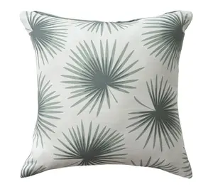 Ox Bay Sage/White Floral Tropical Polyester Pillow, 18" x 18"