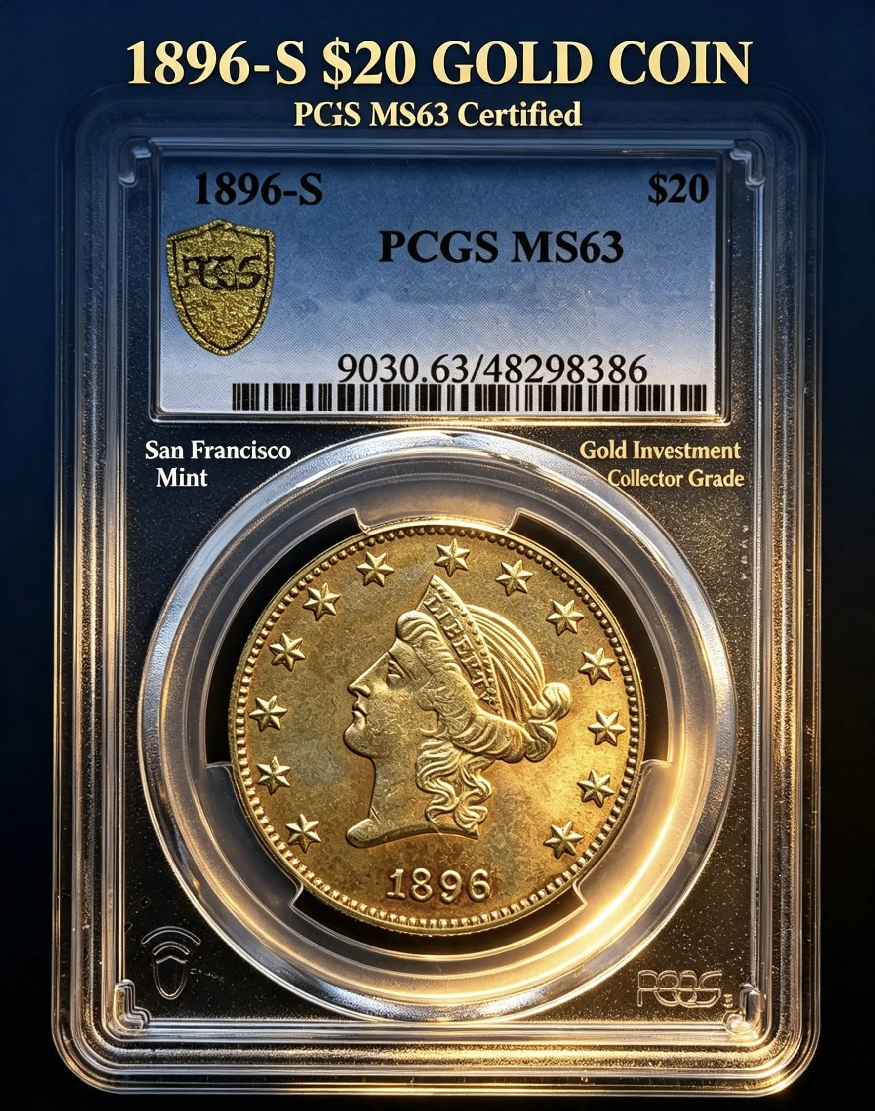 1896-S Vintage Collectible Omament I Official PCGS Sealed Protective Case Packaged |High Relief Craft Decor Coin Display Piece