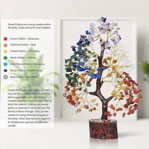 Natural Gemstone Healing Tree Bonsai, Decorative Fake Tree, Crystal Therapy & Energy, Home Decor for Prosperity & Meditation Gift, 10-12 Inches