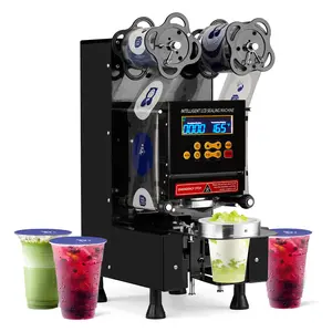 Cup Sealing Machine Full Automatic, Electric Cup Sealer 500-600 Cups/H, Bubble Tea Machine with LCD Intelligent Display, 88/89/90/95 mm Cup for Bubble Milk Tea Coffee Black