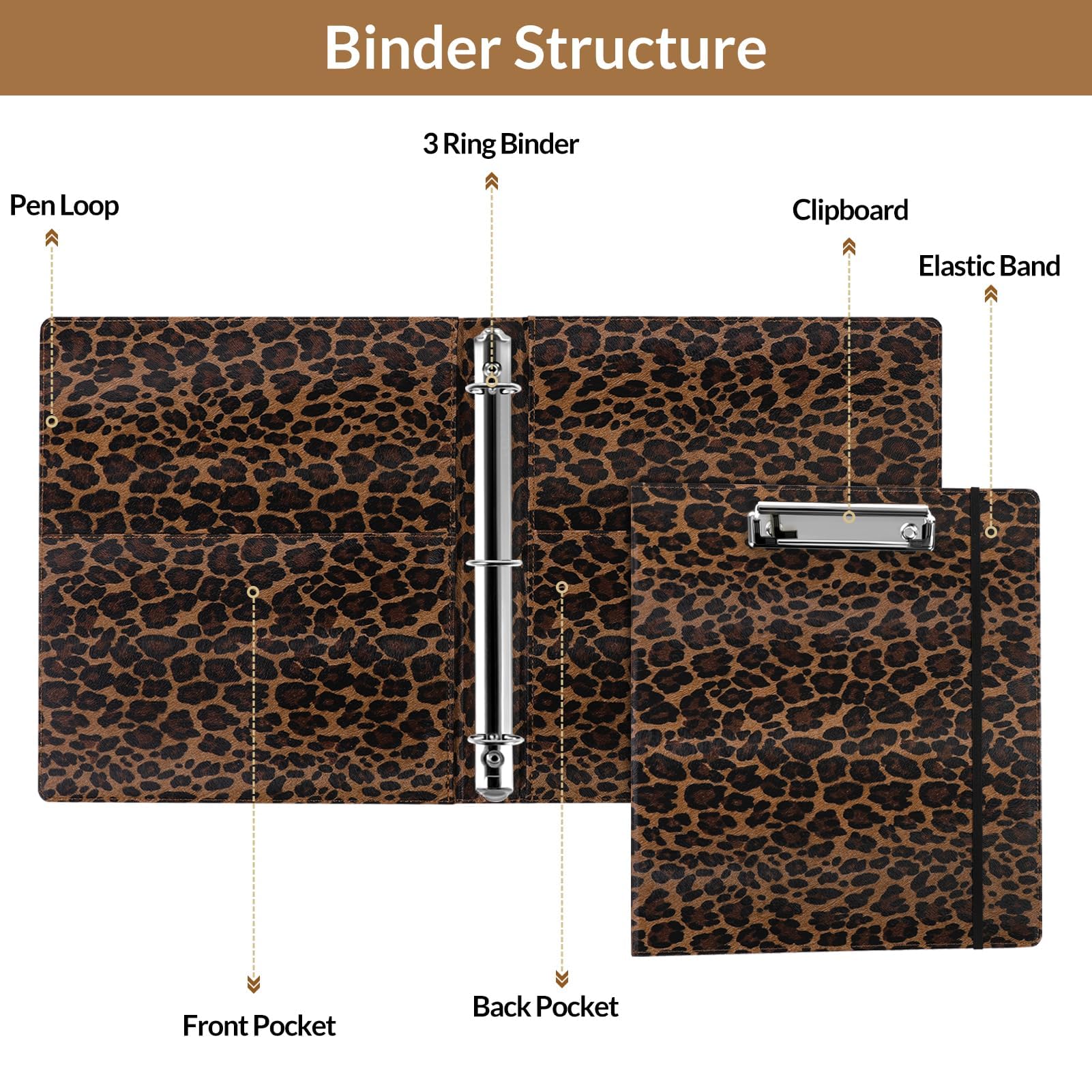 SKYDUE 1 Inch PU Clipboard Binder with Refillable Notepad, 5 Dividers, 10 Pockets & Labels, Letter Size,back to school,back to school shopping