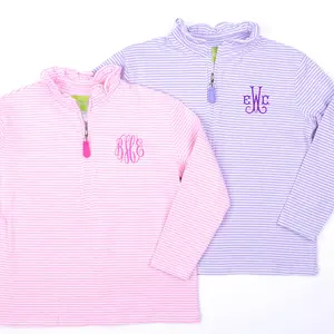 Girl Half Zip Pullover - Soft Knit Jacket with Ruffle Trim