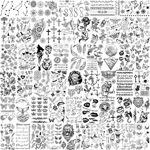 52 Sheets Tiny Small Temporary Tattoos For Kids Boys Girls, Tribal Animals Butterfly Anchor Compass Tattoo Stickers For Men Women, 3D Cute Flower Fake Face Tatoo Kits Sets For Neck Arm Hands