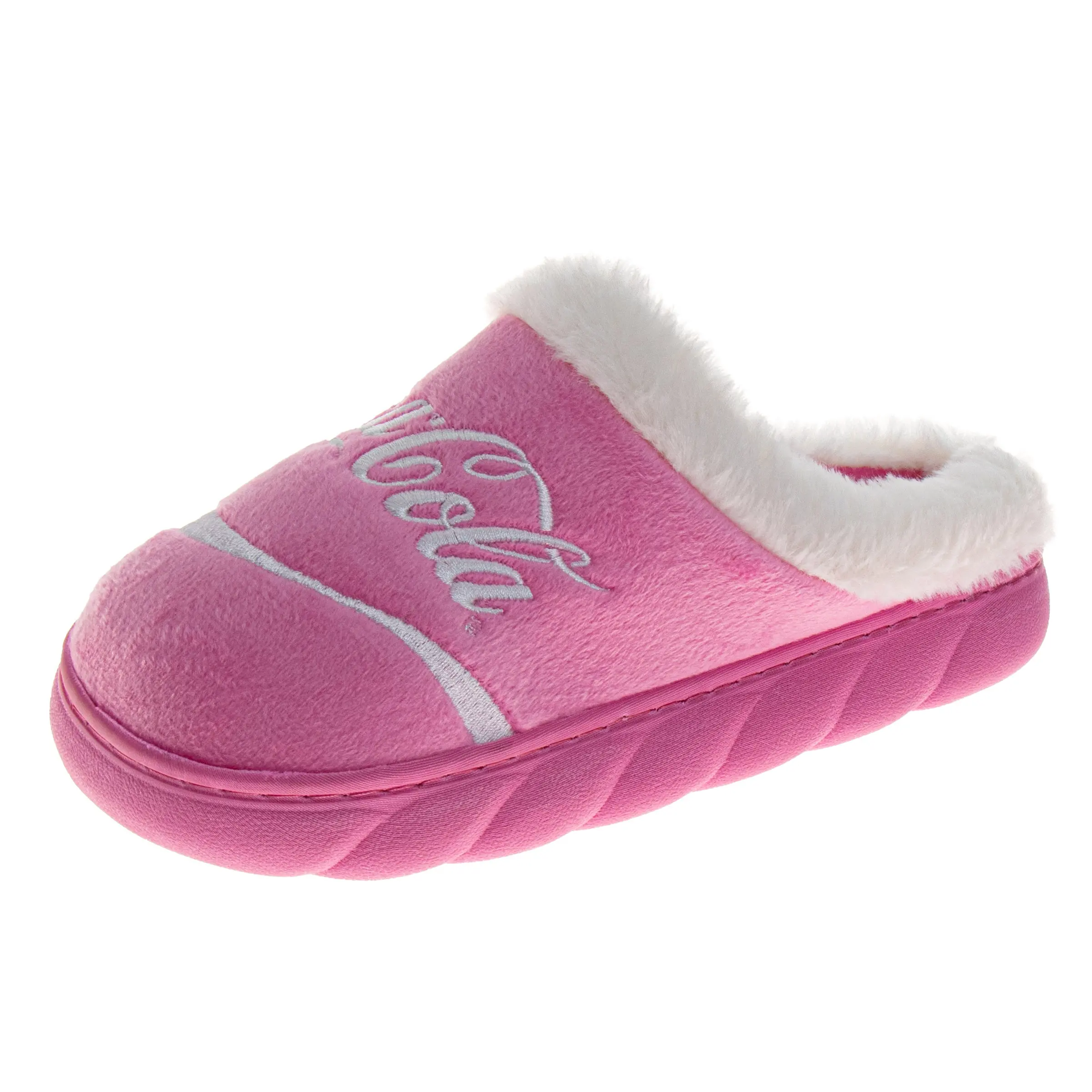 CocaCola Pink Iconic Script Casual Slippers for Women  Soft Cozy PlushLined Indoor Comfort (Adult), Shoe, Soft Sole Slippers, Casual Fashion Slippers, Indoor Footwear