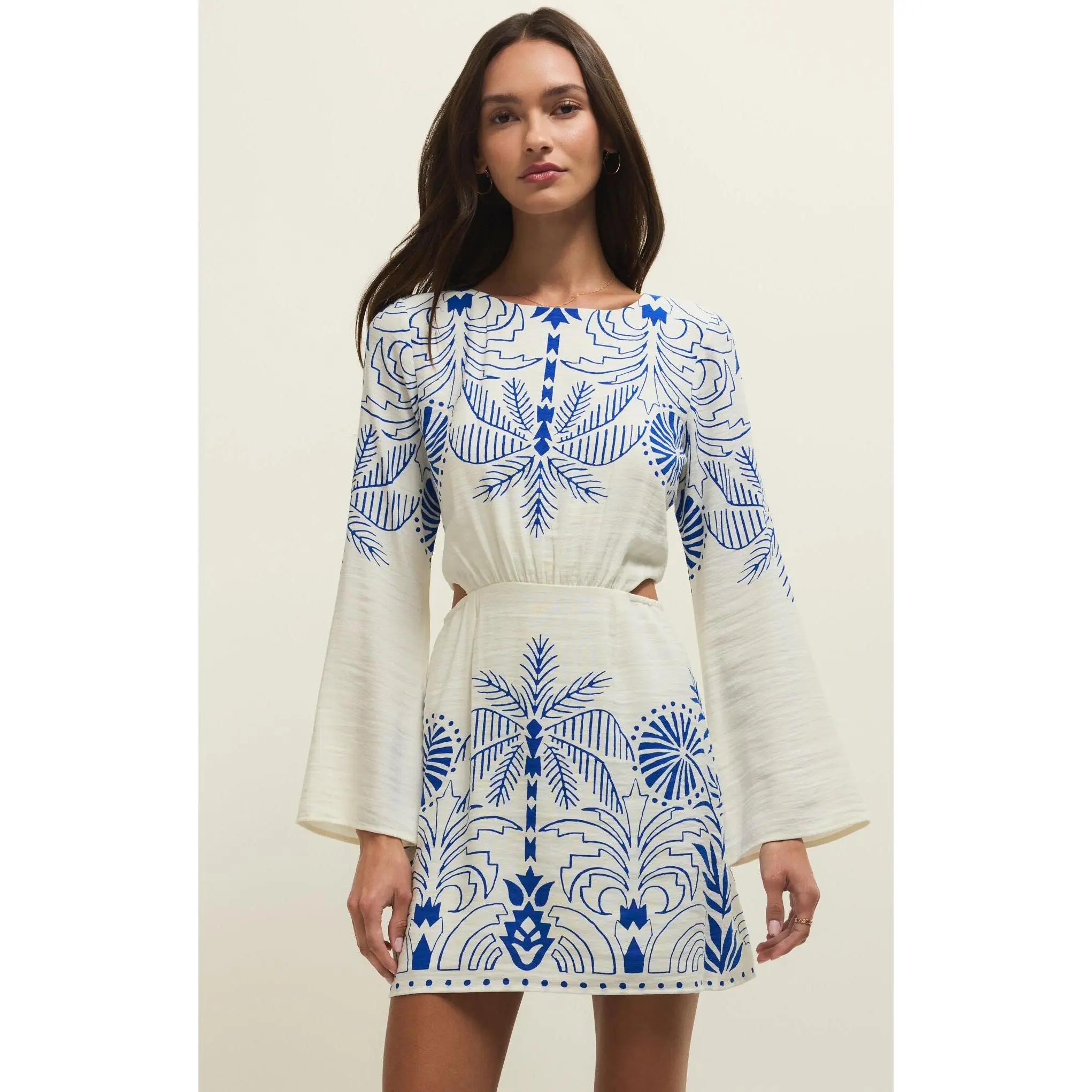 Z Supply: Tahina Palm Mini Dress Nautical Blue