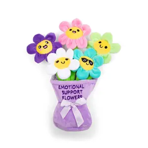 Emotional Support Flowers by Relatable, Cuddly Stuffed Animals and Toys, Squishy Toys and Plushies, Great Gift Ideas for Loved Ones of All Ages, Includes 5 Plushies with Carrying Basket