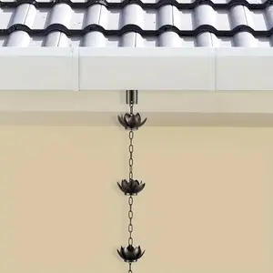 1pc 51.2-Inch Lotus Rain Chain, Metal Gutter Chain, Downspout Rain Chain, Functional & Decorative, Outdoor Garden Decoration