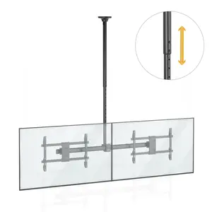 Mount-It! Height Adjustable Dual TV Ceiling Mount for 35–60 Inch TVs, Long Pole Full Motion Ceiling TV Mount, Holds 88 lbs Each, Swivel & Tilt, VESA 200x200–600x400