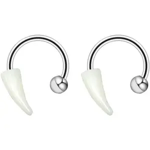 2Pcs 16G Vampire Fangs Lip Rings for Women Men Stainless Steel Snake Bite Jewelry Halloween Body Piercings 8-12mm