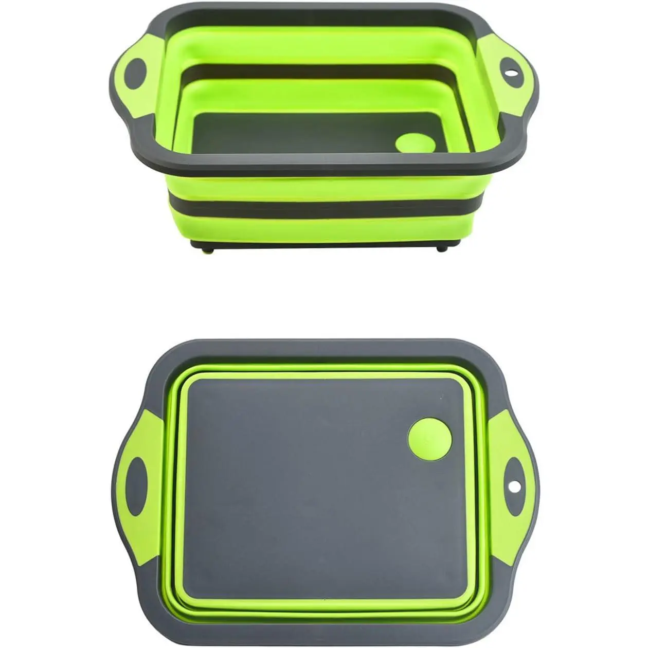 Collapsible Cutting Board & Dish Basin – Adjustable Foldable Camping Sink Tub with Drain Plug & Non-Slip Legs