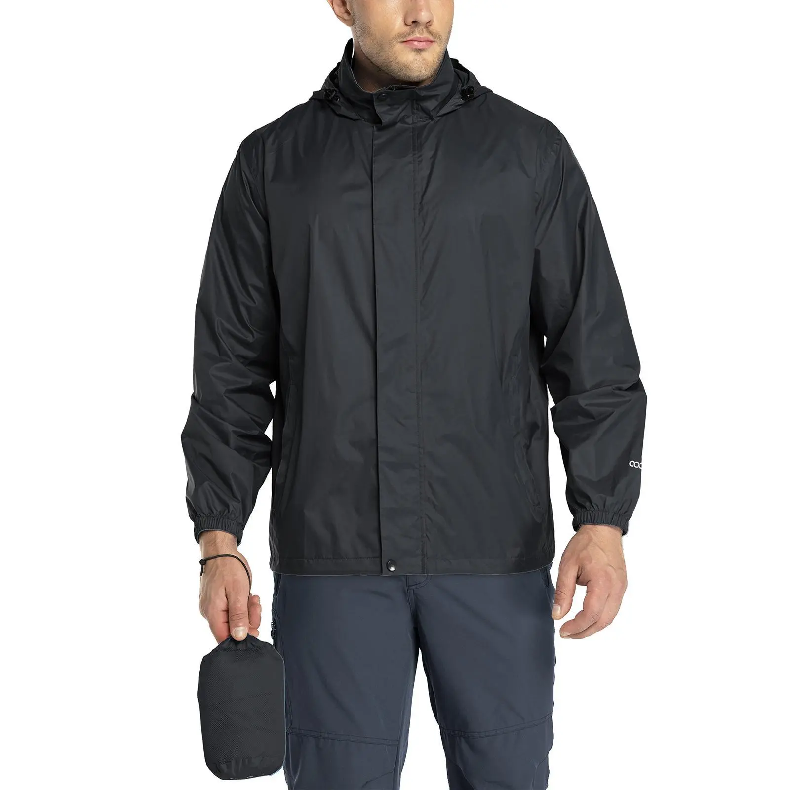 33,000ft Packable Rain Jacket Men's Lightweight Waterproof Rain Shell Jacket Raincoat with Hood for Golf Cycling Windbreaker