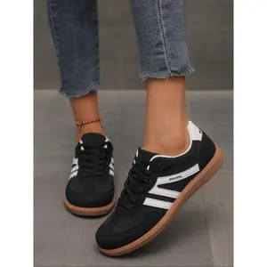 Women's Fashionable Patchwork Lace Up Low Top Sneakers, Casual Comfortable Lifestyle Sneakers for Daily Wear, Female All-match Round Toe Shoes for Fall(Sheet)