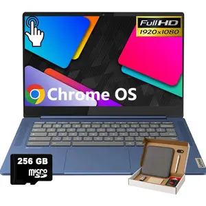 Lenovo IdeaPad Slim 3 Chromebook Laptop, 14" Touchscreen Full HD Display, 4GB Memory, 64GB eMMC+256GB Micro SD Card, MediaTek Kompanio 520, ARM Mali-G52 GPU, Wi-Fi 6, Abyss Blue