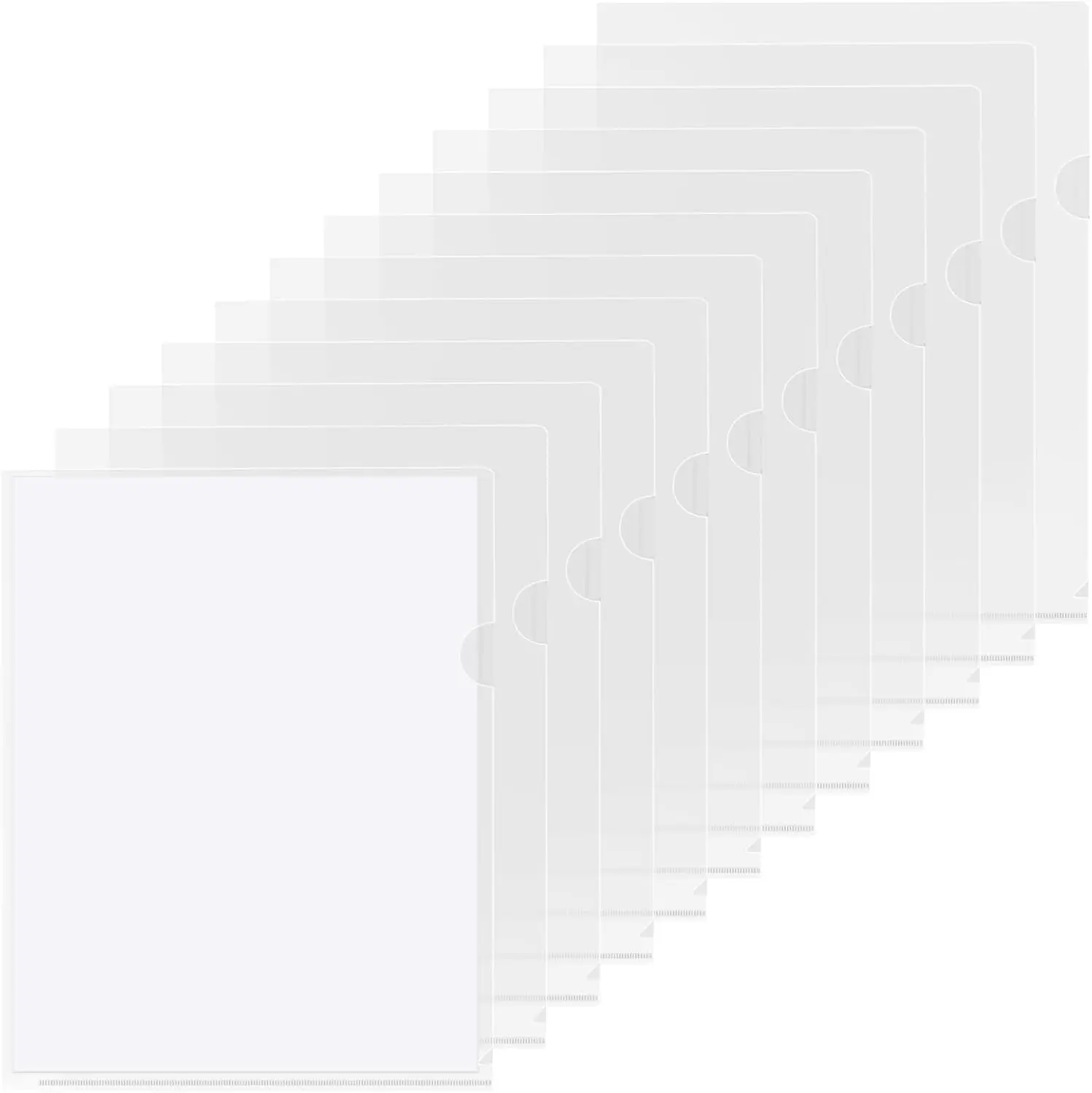 KTRIO Clear Folders Sleeves Plastic Documents Project Pockets 12 Pack, Fits Letter Size 8.5x11 Paper, L-Shaped File Jackets, Acid-Free Poly Plastic, Transparent