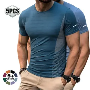 ice silk quick-dry sports T-shirts, men's high elasticity and breathable fitness short-sleeved shirts, suitable for summer night running training, reflective outdoor training, daily commuting, and versatile tops